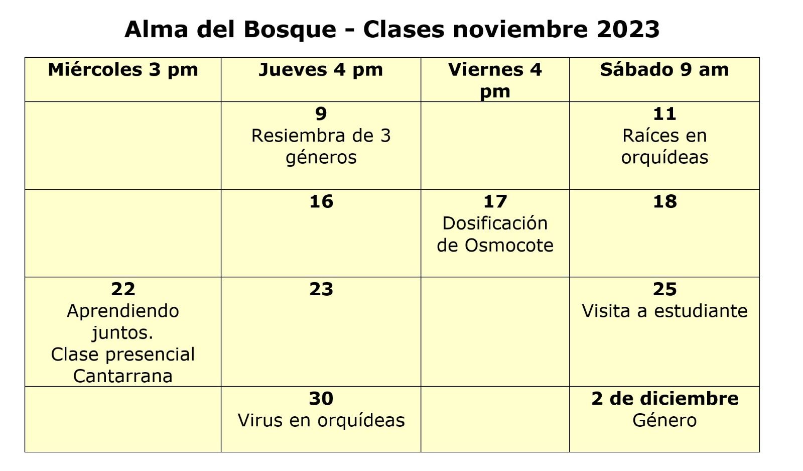 programacion noviembre